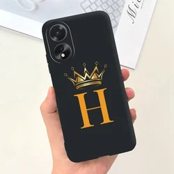 Fashion Crown Sakura Initial Letter Case - Black Pink Silicone Soft Phone Back Cover - OPPO A38 (GRAY)