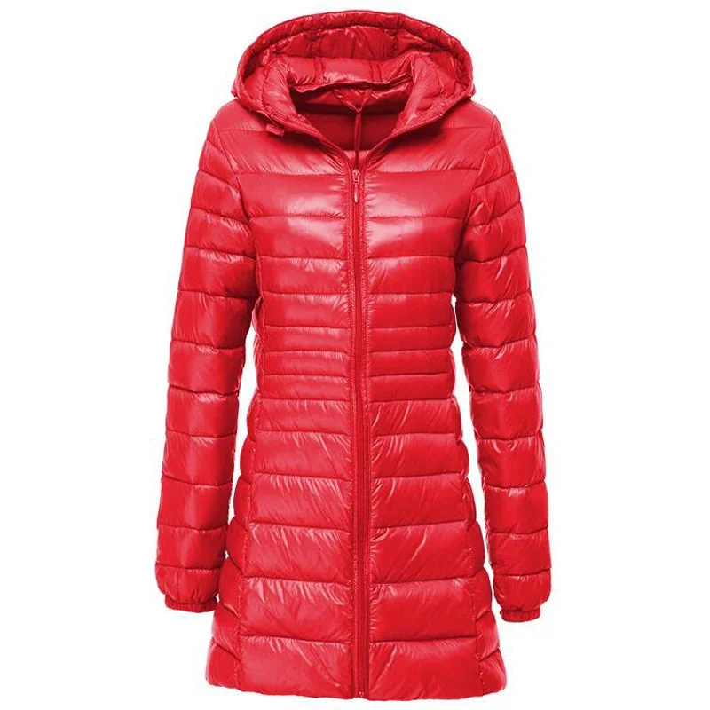 

Plus Size S-7XL Jacket Women Spring Autumn Winter Warm Duck Coats Women's Long Hooded Thin Lightweight Jackets Lady Down Clothes