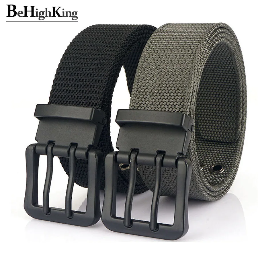 Military tactical belt for men Casual New alloy double pin buckle belts male High quality nylon canvas waist straps Width 3.8cm