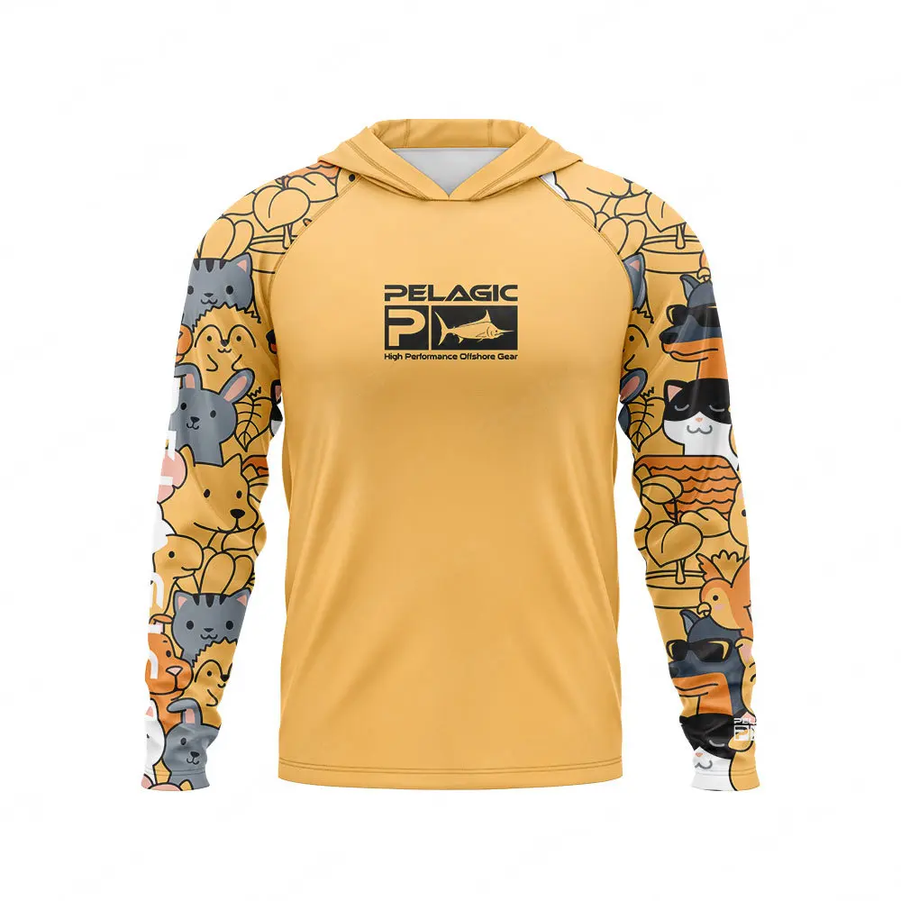 

Pelagic Gear с капюшоном, рыболовные рубашки, мужская одежда с длинным рукавом, высокопроизводительная одежда для рыбалки UPF 50 +, толстовка с капюшоном, одежда для рыбы