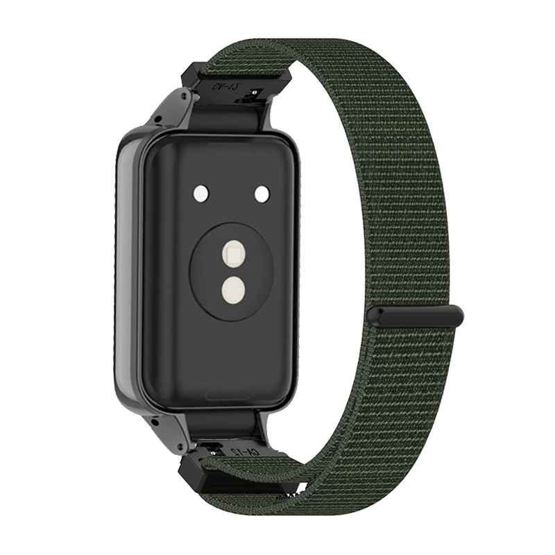Nylon Watchband with Metal Protective Shell Cover - Durable Strap Case Protector and Bracelet