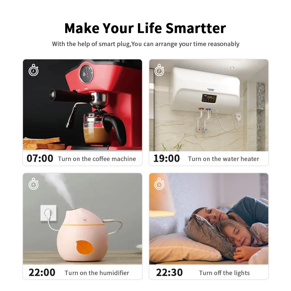 Tuya 20A Wifi EU Smart Plug Switch AC 85-220V Remote Control Timer Outlet Automation Work with Alexa Google Home Yandex Alice