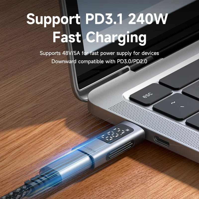 Hagibis LED Display 240W USB C Adapter Type C to USB C USB4 Connector 40Gbps 8K@60Hz for Thunderbolt 4/3 iPhone 15/16/17 Macbook