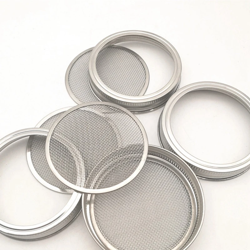 Stainless Steel Jar Sprouting Lids Seed Sprouting Lid Wide Mouth Mason Jar Lid Mesh Screen Strainers Filter Sprouter Germinator