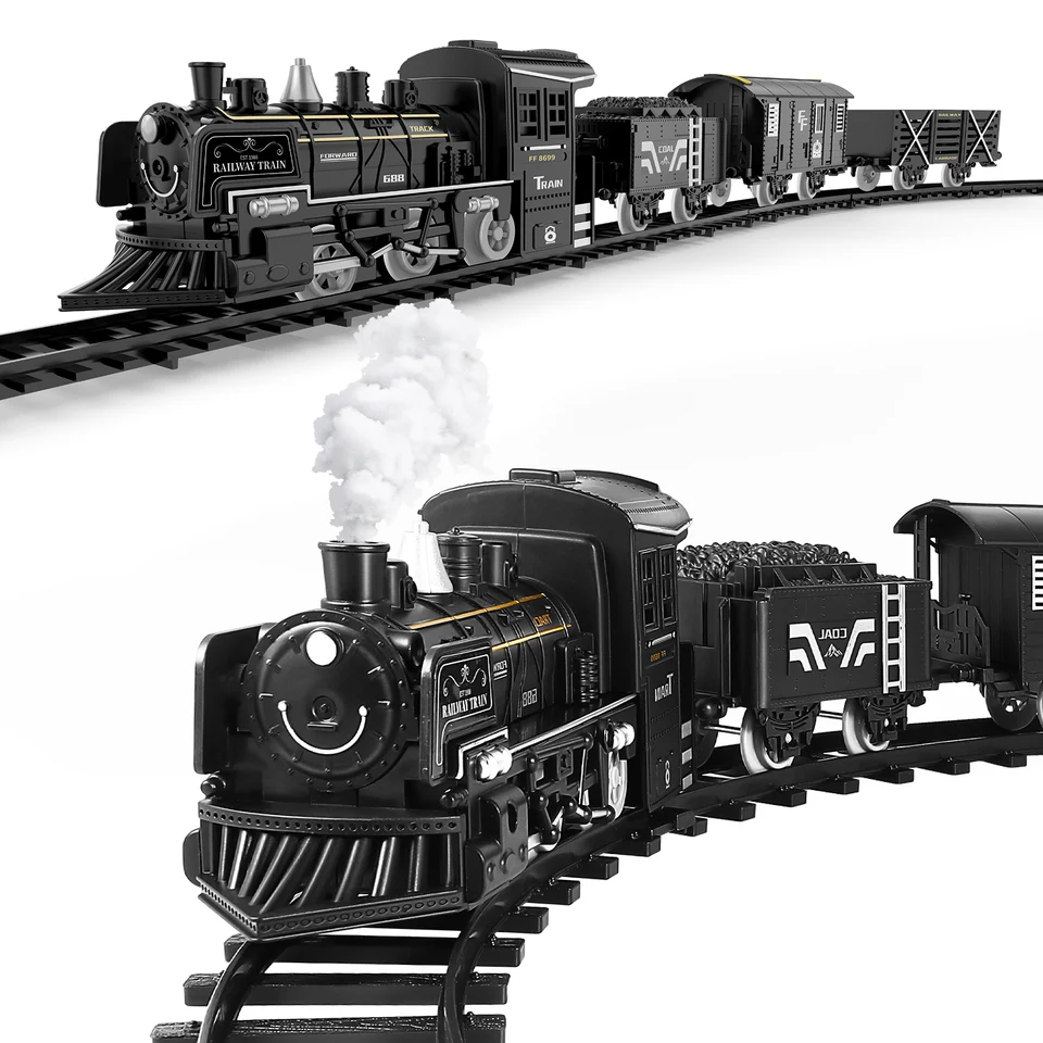 Mini Treno A Vapore Retrò Con Locomotiva E 3 Vagoni, Giocattolo Per Bambini 3-7 Anni, In PP, Trainabile