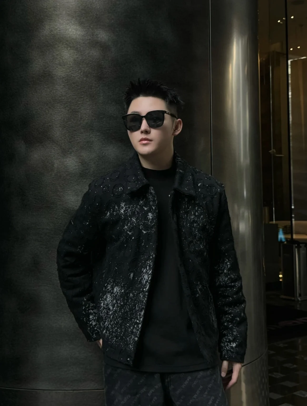 Fashion High-End Winter Cotton Clothes Jackets Handsome Man High Street Denim Jacket Men's Long-Sleeved Cotton-Padded Jacket