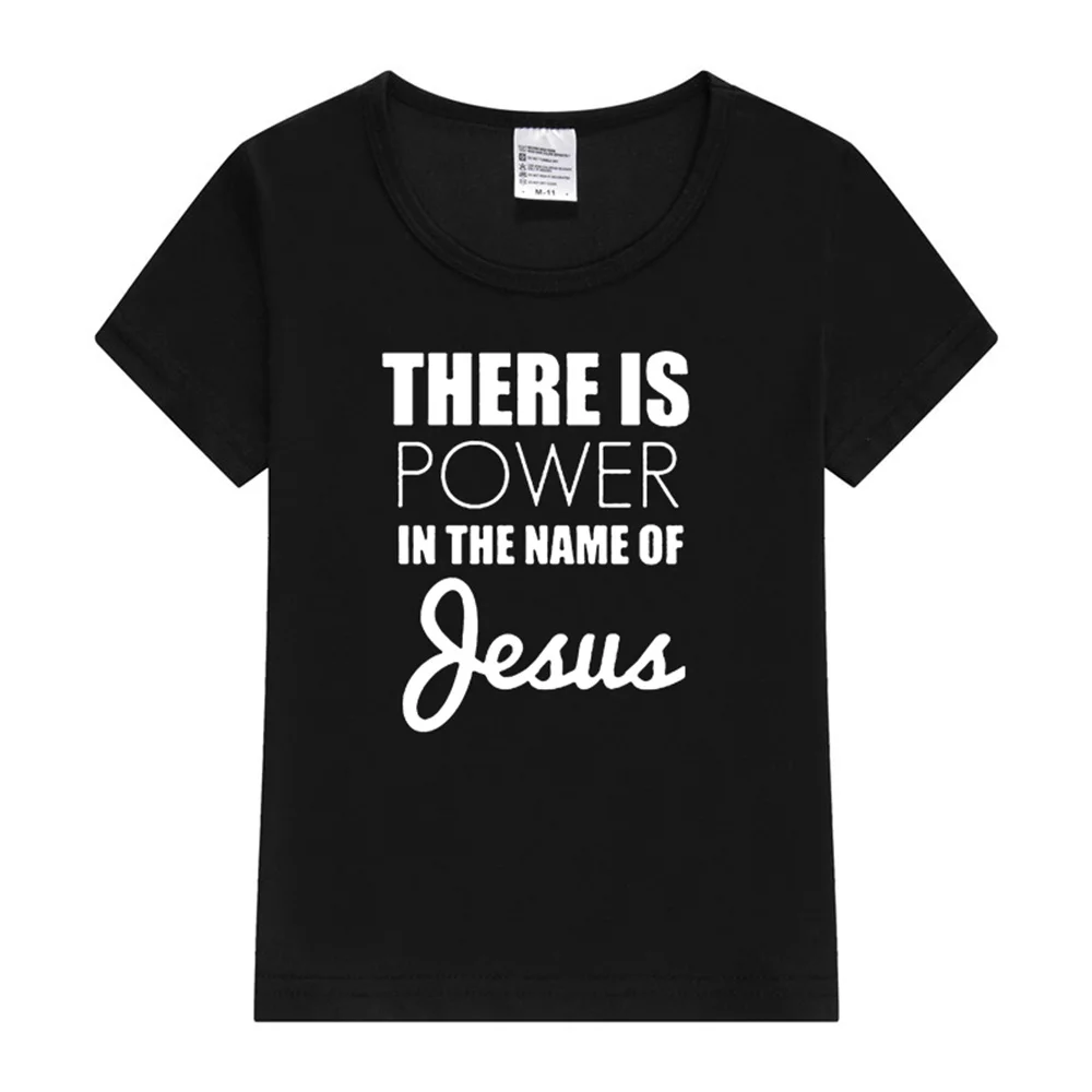 There Is Power In The Name of Jesus Kids Girls Boys Short Sleeve T-shirt Shirt Children Summer Clothing Tops Clothes Casual Tees 2
