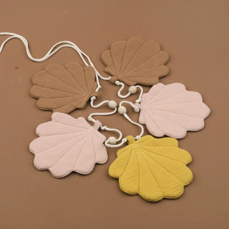 Organic Cotton Leaf Shape Baby Room Wall Hanging Decor Baby Shower Party Garland Flag Bunting Hanging Banner Nursery Crib Decor Rainbow Wall Hanging Decor