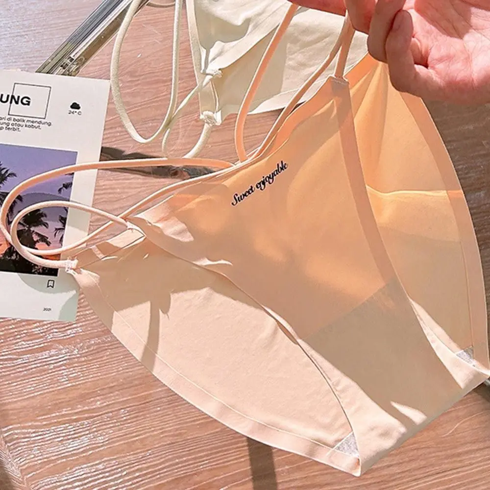 

Дышащие Мягкие однотонные пикантные бандажные трусики с низкой талией, бесшовные трусики, шелковые трусы, женское нижнее белье