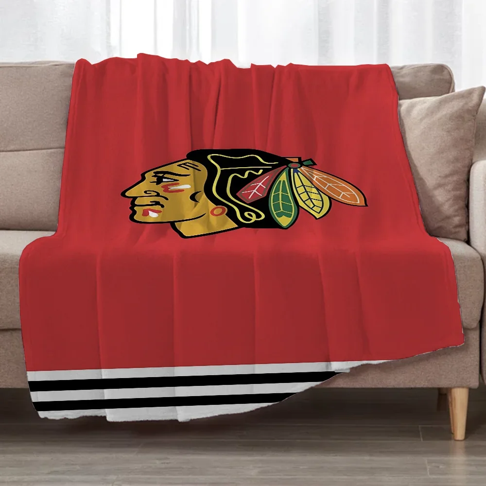C-Chicagos Blackhawks Character Blanket for Sofa Decoration Thick Blankets for Winter Bed Blanket 150cm X 200cm Beach Towel Knee 2