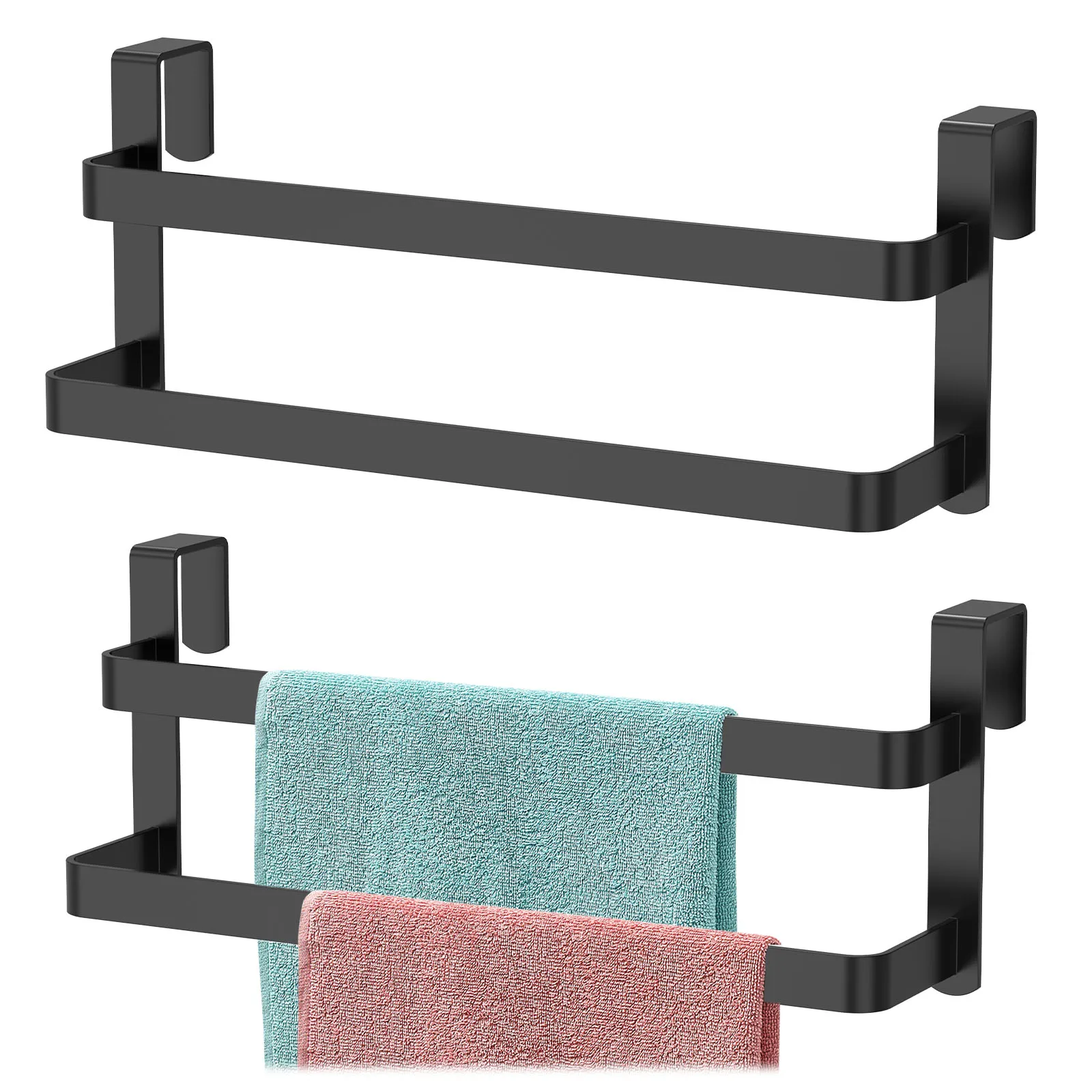 Stainless Steel Double Layer Towel Rod Bathroom Storage Organizer