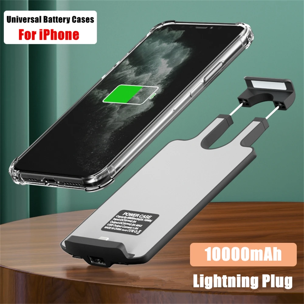 Cover Power Bank Per Iphone 14 13 Pro 12 11 Pro Max Xs Max Xr X Custodie Per Batterie Universali Caricabatterie Portatile Coperchio Batteria Esterno