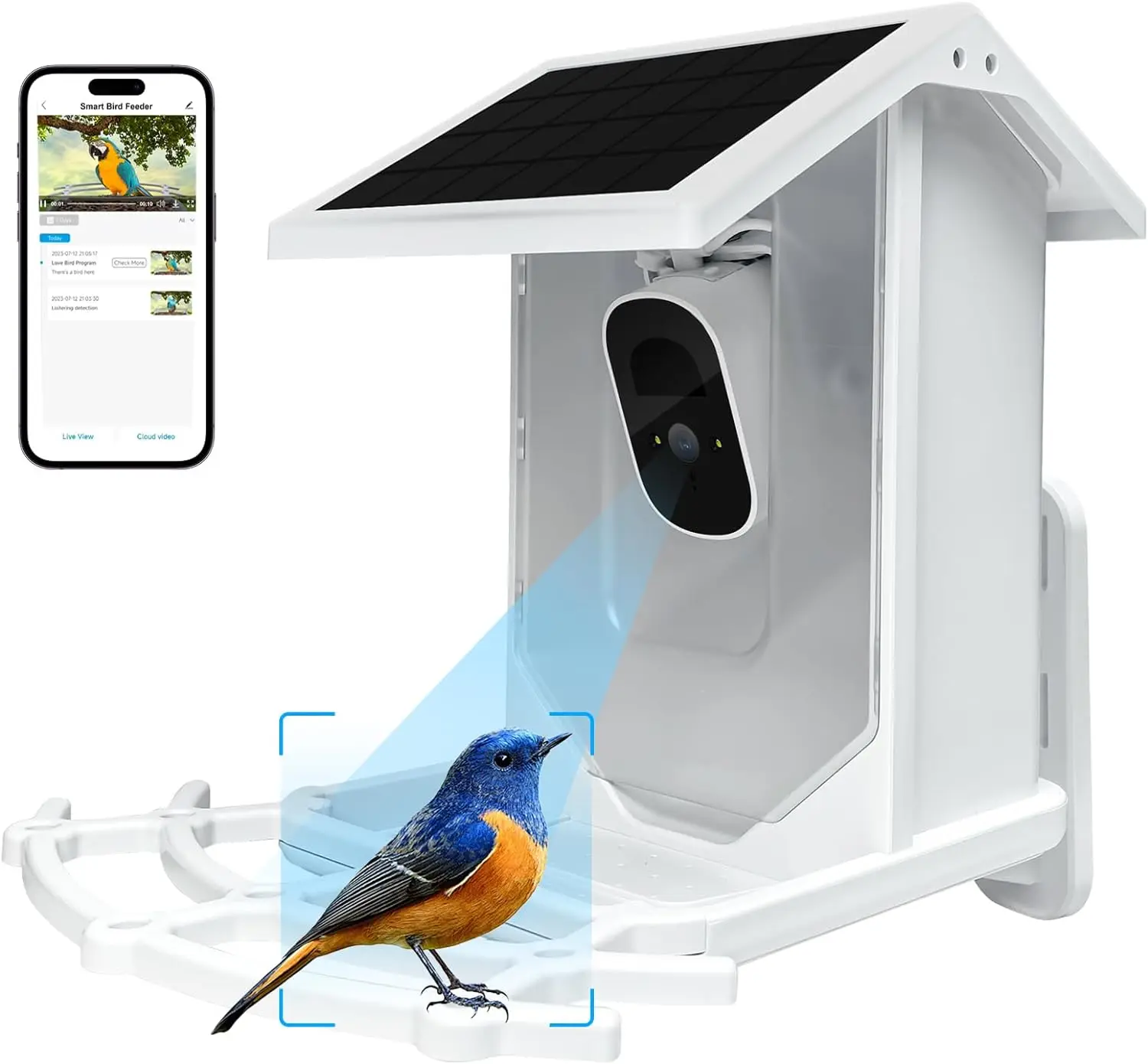 

Smart Bird Feeder with Camera Solar Powered Bird Feeders for Outdoors AI Intelligent Recognition Birds Spieces Auto Capture