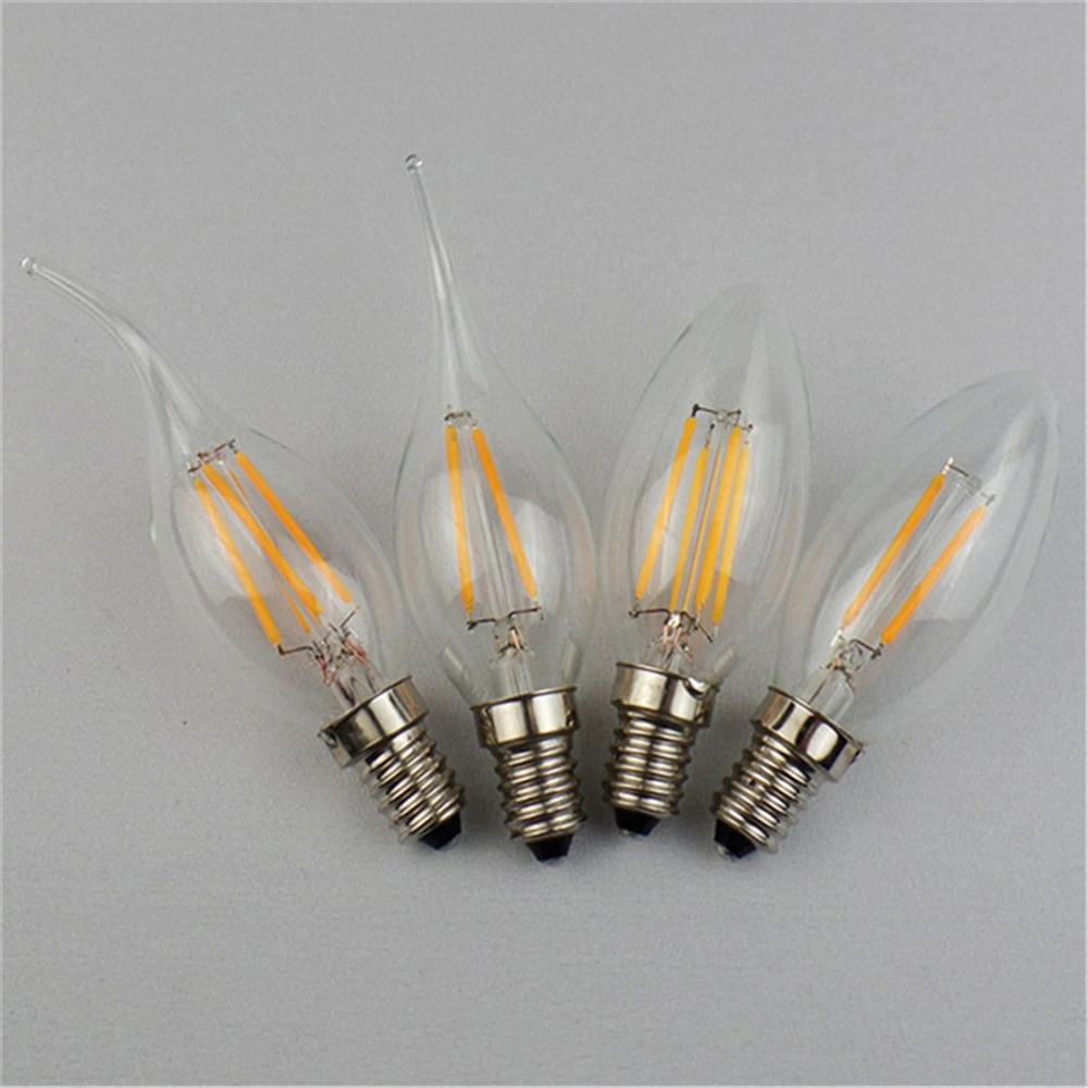 

Super Bright LED Filament Bulb E14 4W 8W 12W AC220V Glass Shell 360 Degree C35 C35L Edison Retro Candle Light Warm/Cold White