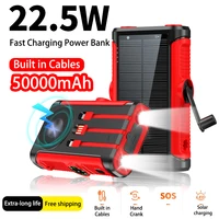 50000mAh Solar Power Bank 22.5W Magnetic Wireless Charging Camping Powerbank with Cables External Battery for IPhone Magsafe