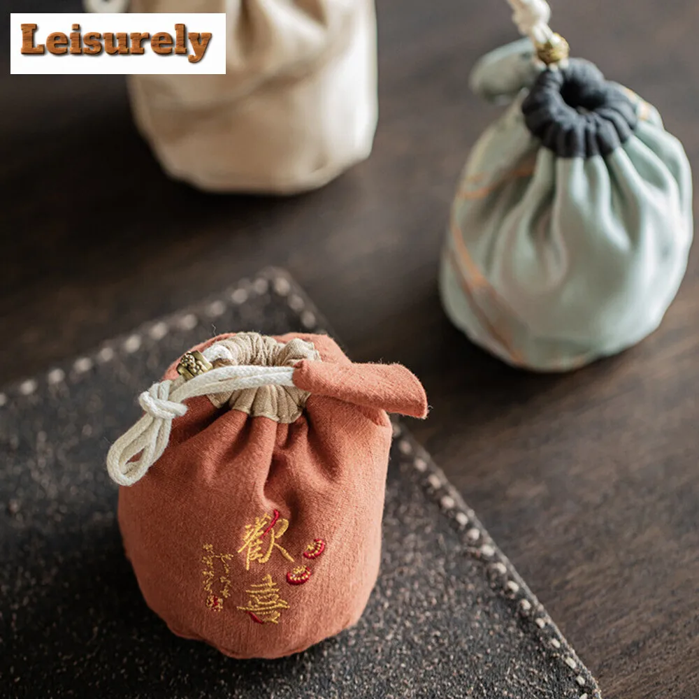 Homecoming Thickened Linen Storage Tea Cozies Luxury Tea Cozy for Teapot Portable Bag Travel Set Bag Ceremony Supplies