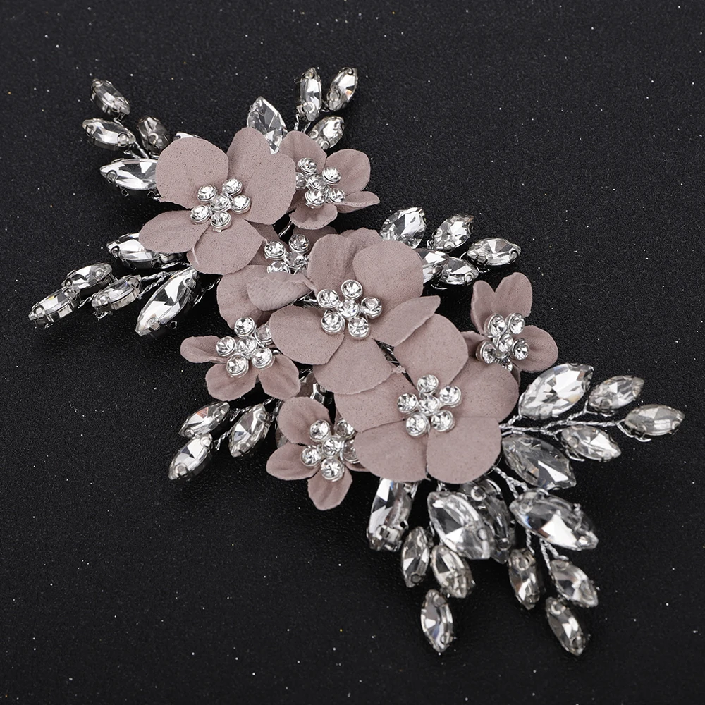 Trendy Rhinestone Flower Bridal Hair Clip Purple Wedding Hair Accessories Party Ornament for Women Headdress Handmade Tiara hair accessories bridal hair accessories