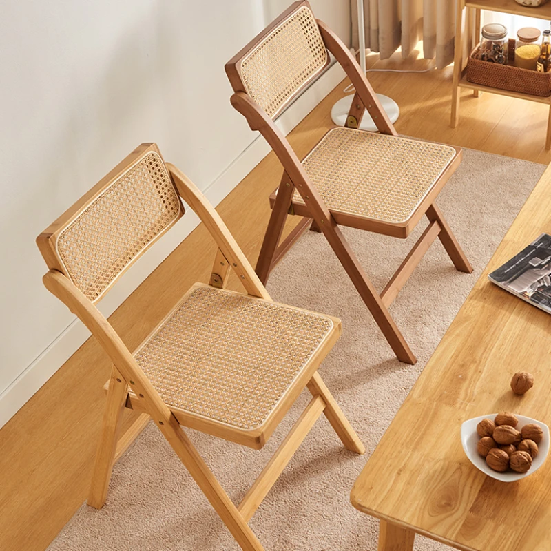 Woven Chair Rattan Weaving bamboo Dining Chair Home Modern Lounge Living Room Comfort Bench with Backrest Nordic Furniture