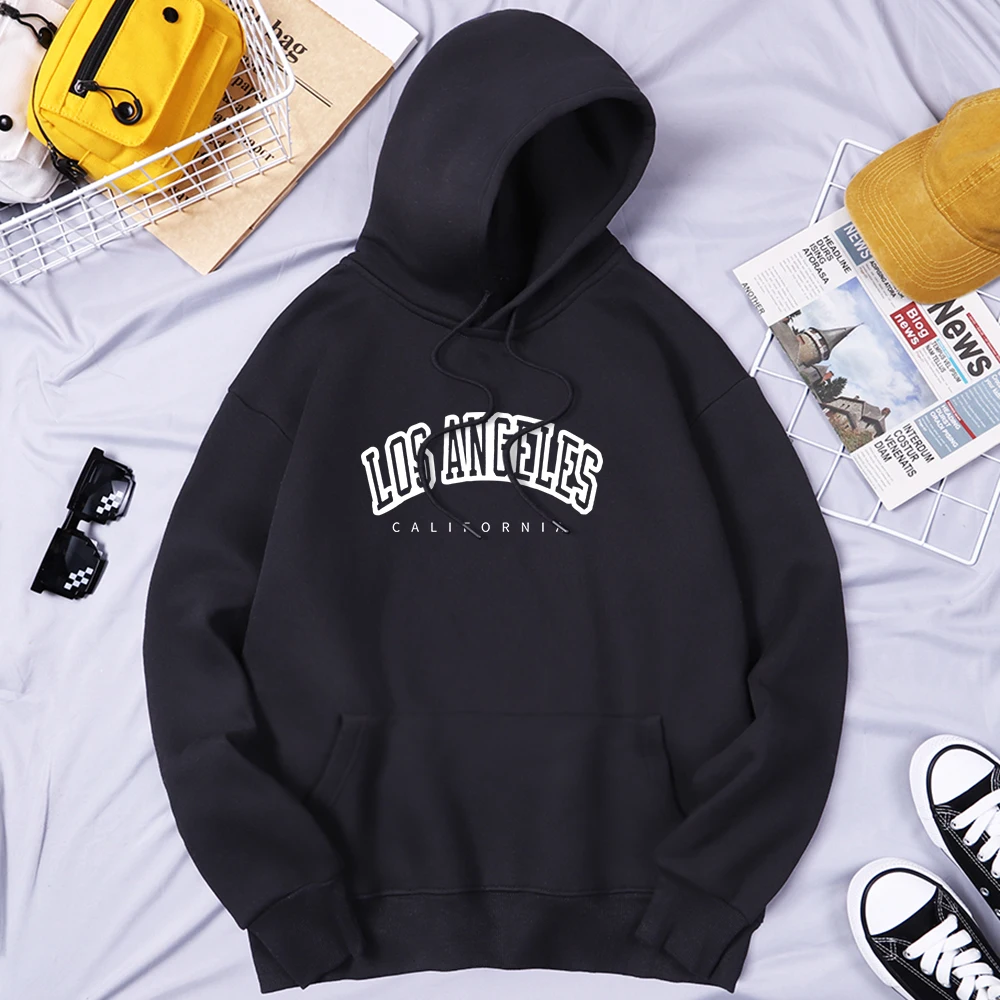 

Los Angeles California Letter Mens Clothes Vintage Street Clothing Classic Large Size Tracksuit All-Match Fleece Male Hoodies