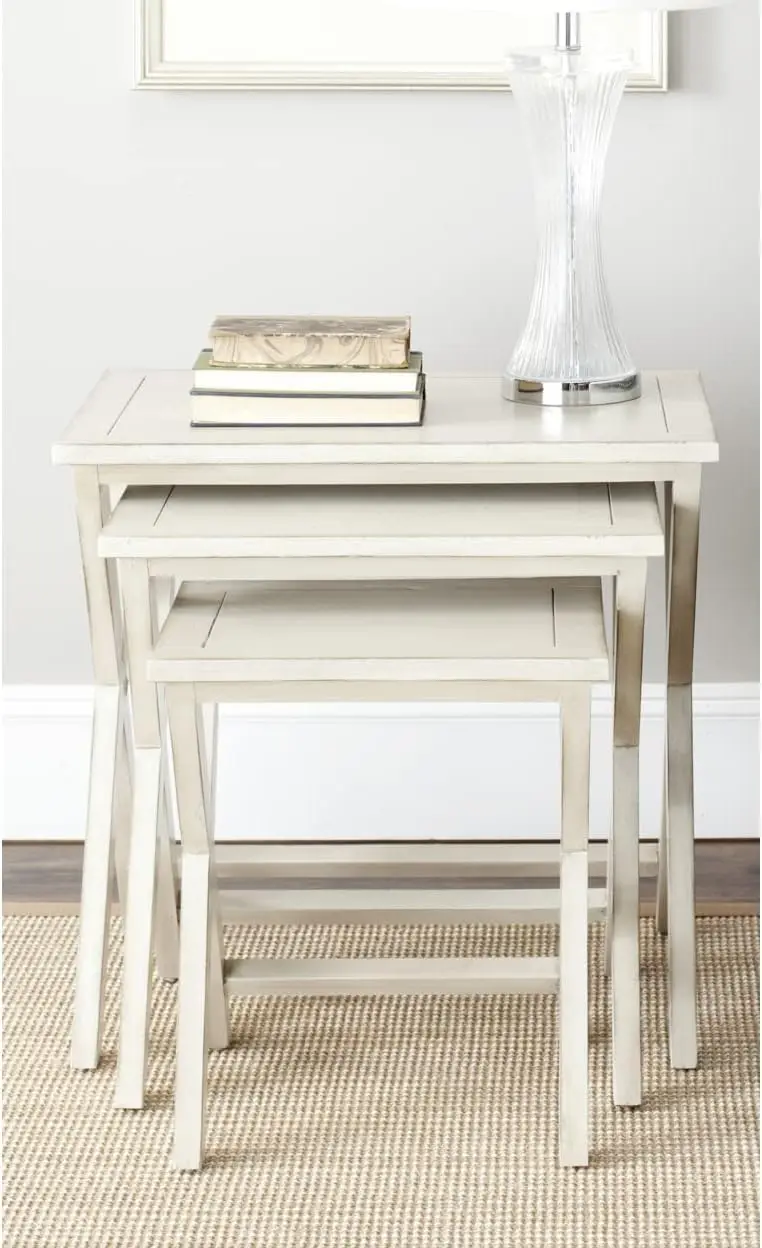 

Collection Maryann Antiqued White Stacking -Tray Tables