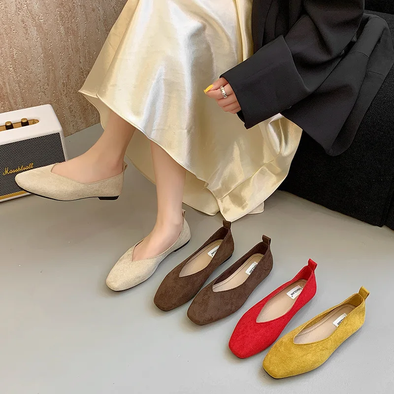 Women's Square Toe Vintage Flats Soft Loafers Comfortable Leather Ballet Shoes for Female Dress Shoes Mujer 2026 New