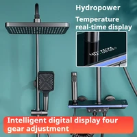 Hot&cold Brass Shower System With LED Ambient Lights 4 Function Wall Mounted Shower Sets Jet&Soft Rainfall Shower Heads Faucets 3