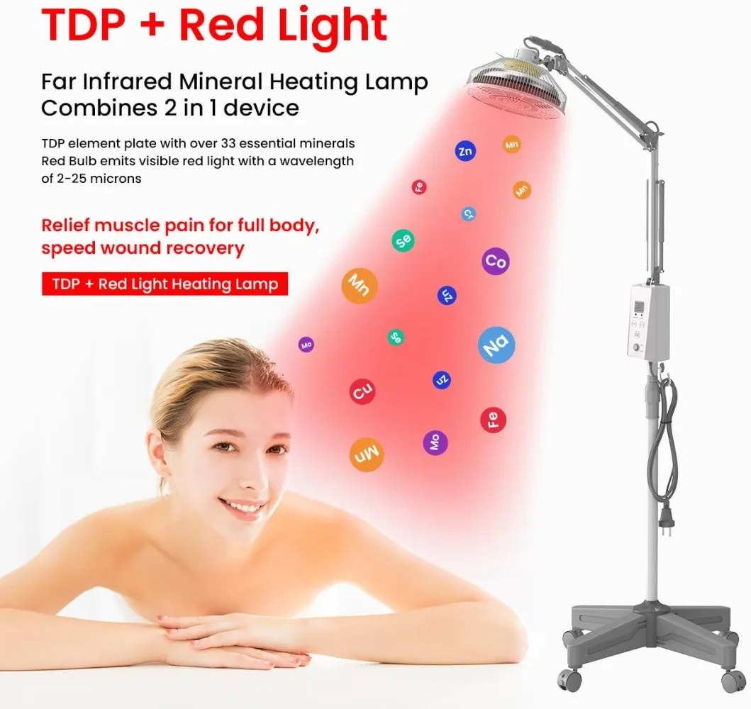 NEW Infrared lamp Red Light Therapy with Base, 2 in 1 Infrared Heat Lamp Device with 275W Bulb