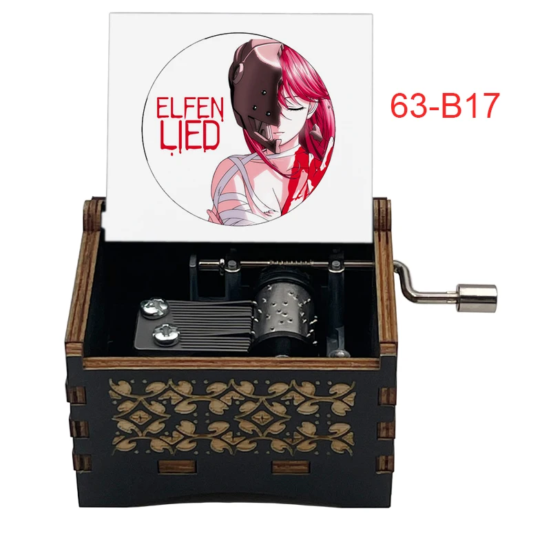 black wooden color print Lilium anime Elfen Lied classic Music Box For friend new year Christmas Gifts toy 3