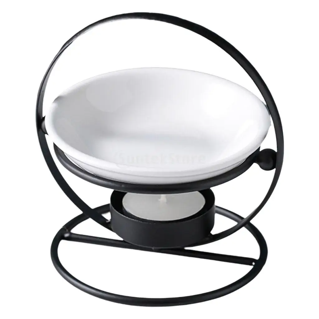 essence burner, metal ceramic oil burner, aroma diffuser candle holder, geometric wax burner for home office bedroom living room yoga decorations gifts