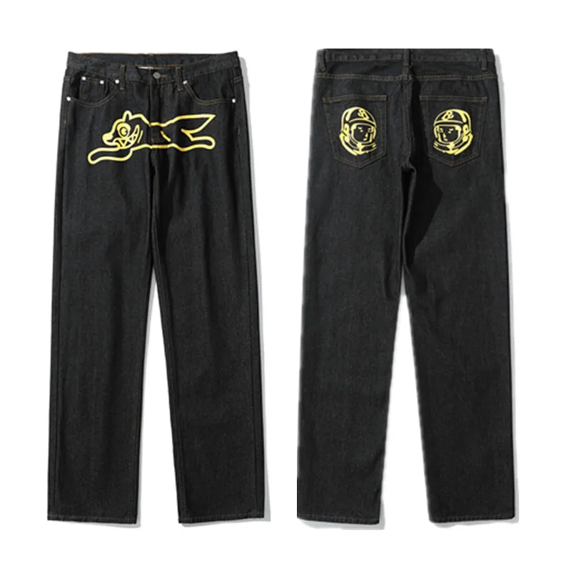Ropa Dog Print Streetwear Men Hip Hop Baggy Jeans Pants Y2K Clothes Straight Loose Goth Denim Trousers Pantalones Vaqueros