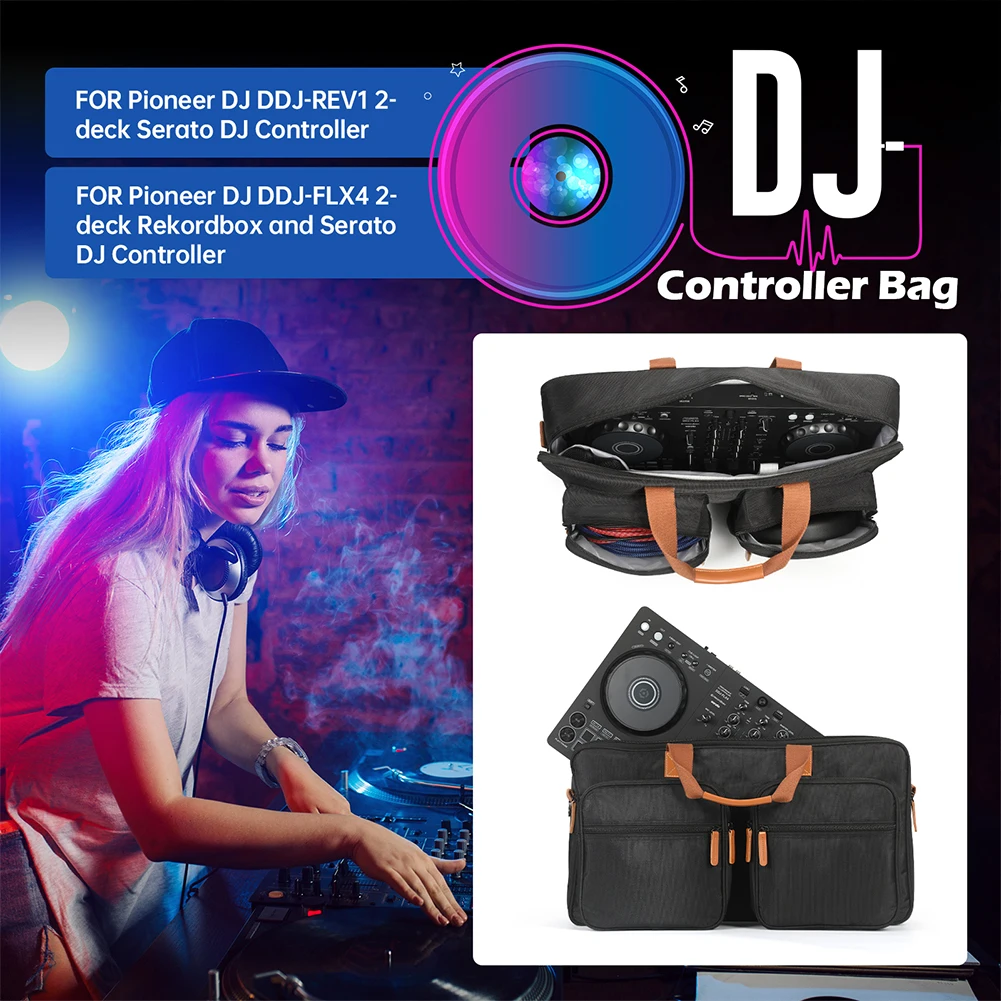 Portable Turntables Protective Case Dustproof Travel Carrying Storage Bags with Sholder Strap for Pioneer DJ DDJ-FLX4 DDJ-REV1