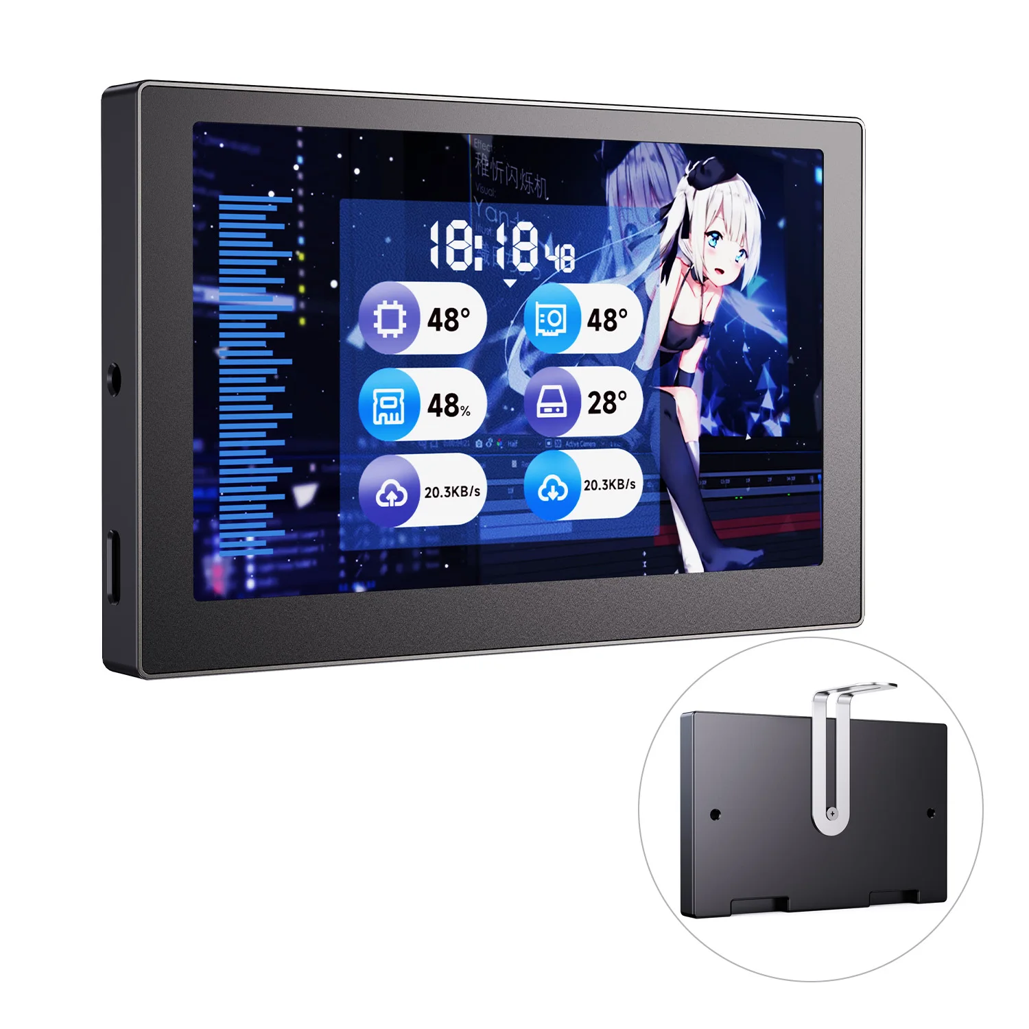 

Waveshare USB Monitor, 5/7 Inch USB Monitor PC Case Secondary Screen /Desktop RGB Ambient Screen, IPS Panel, 800×480 / 1024×600