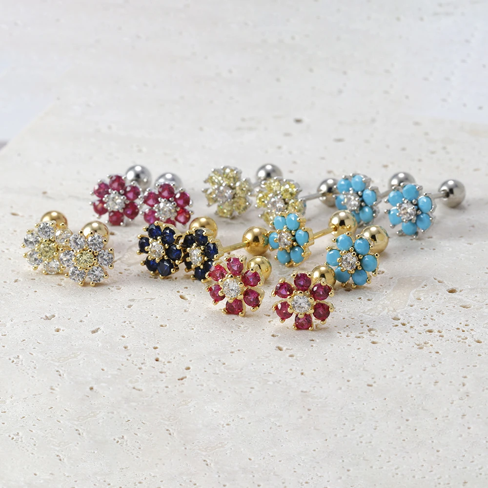 Blauw Paars Ovale Zirkoon Schildpad Oorbellen - Kleurrijke Kristallen Studs Voor Vrouwen
