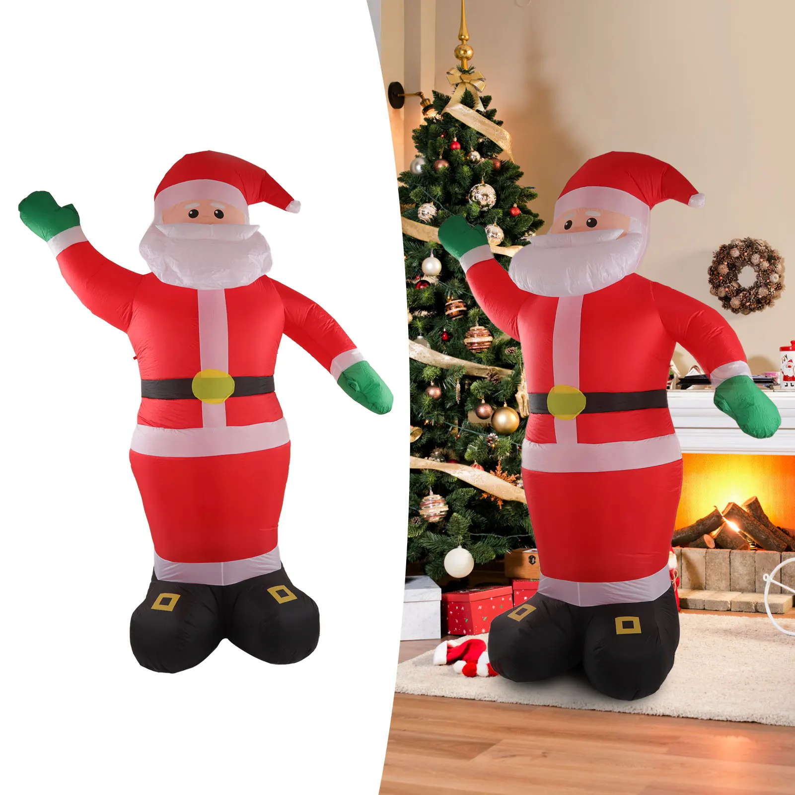 Christmas Inflatable Santa Inflatable Santa Waterproof Built in LED Christmas Outdoor Decoration with Green Hands for Lawn Yard
