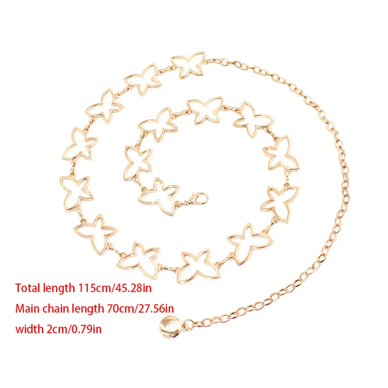 

Fashion Hollow Butterfly Waist Chain Women Metal Adjustable Waist Belt For Dress Shirt Decoration Waist Chains