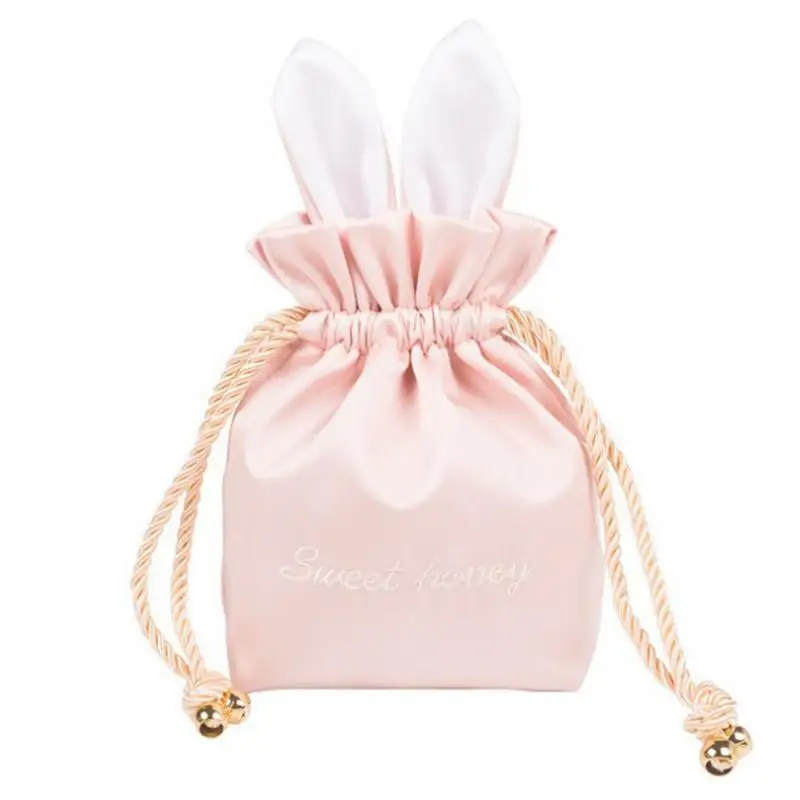 

Easter Bunny Ears Drawstring Bag Hair Ball Cute Rabbit Portable Cosmetic Bag Jewelry Storage Bag Cute Drawstring Pouch Bag