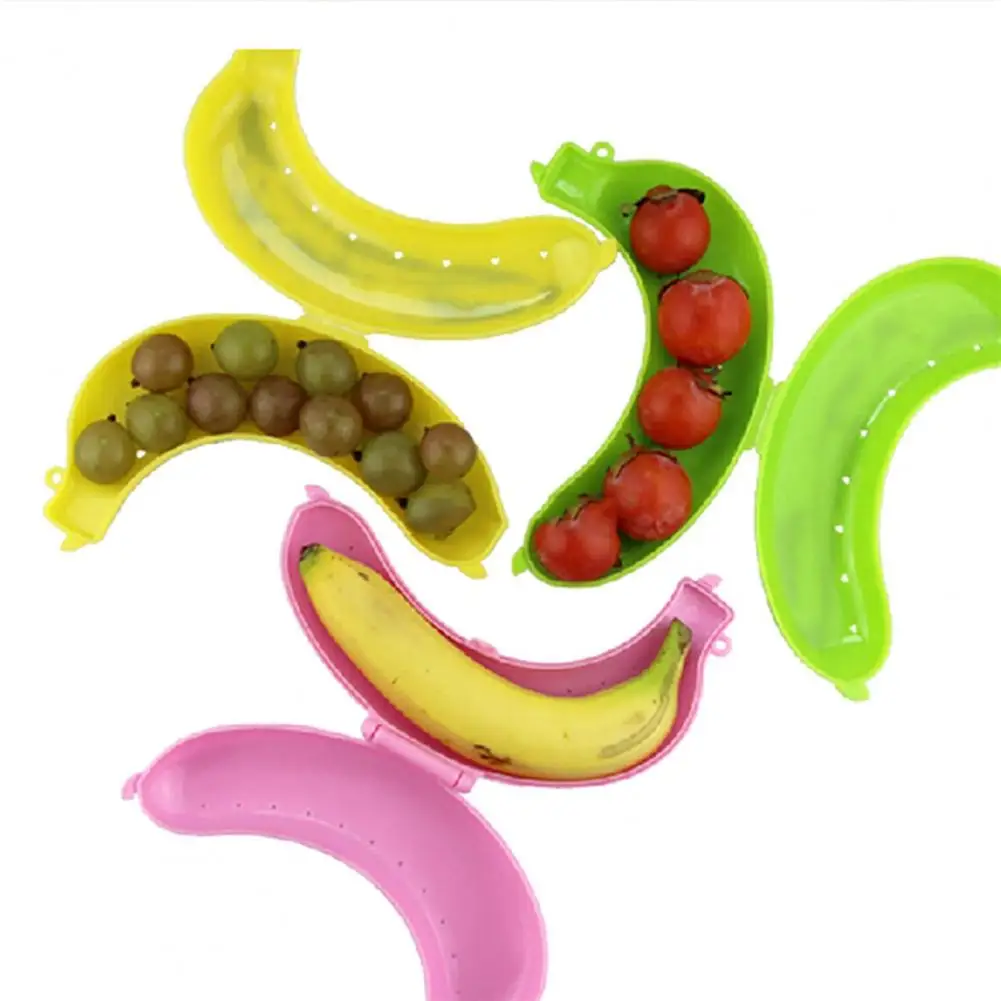 Banana Save Case Box Flexible Keep Fresh Plastic Picnic Fruit Banana Shape Storage Container Portable Lunchbox Kitchen Tools