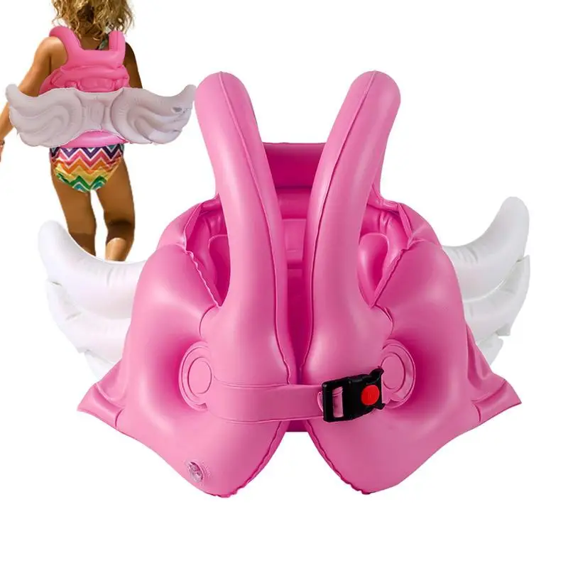 

Swim Vest Inflatable Pool Vest Kids Float Vest With Angel Wings Adjustable Safety Buckle Swim Training Aids For Children