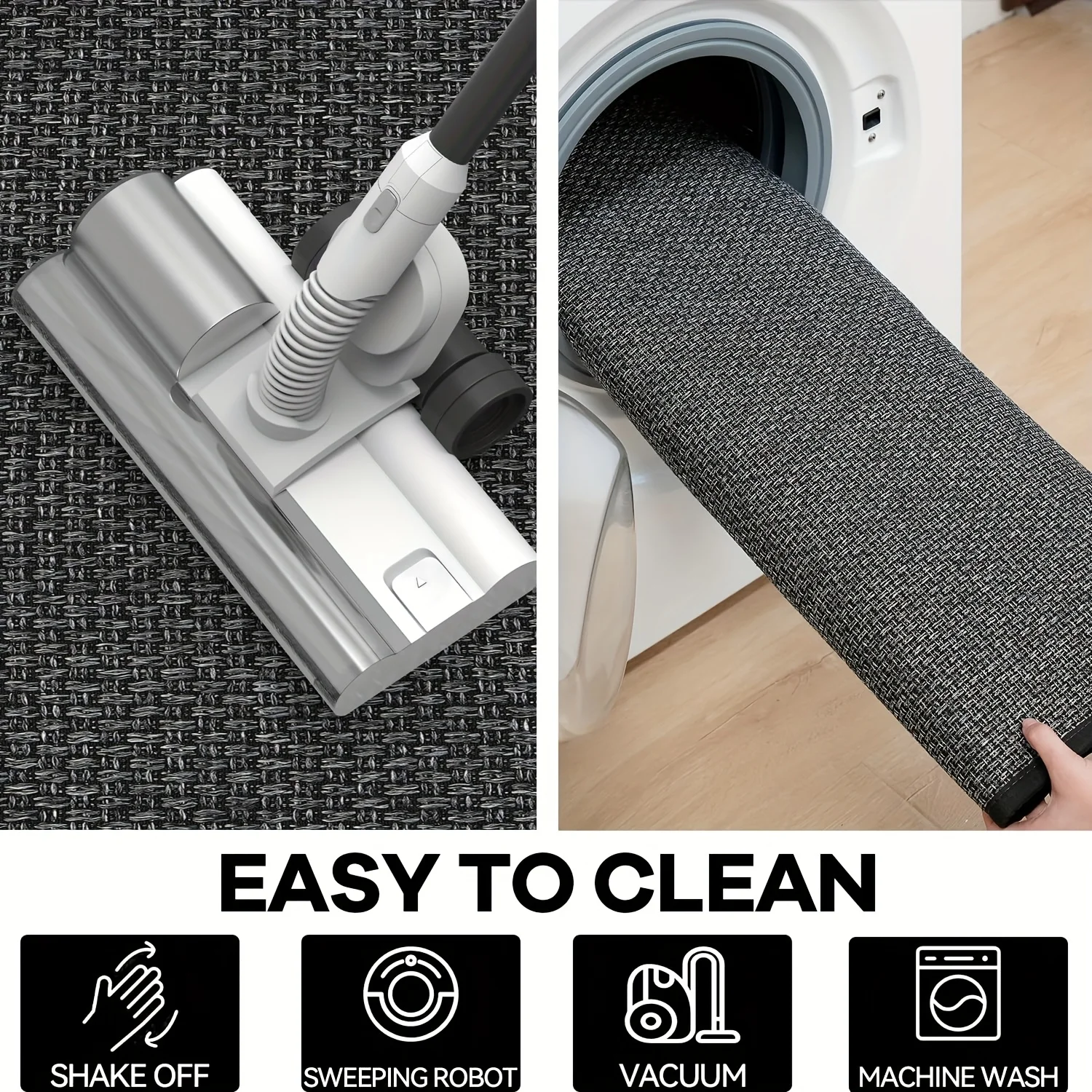 NIM kitchen floor mat black gray interwoven long anti slip can be placed anywhere floor mat