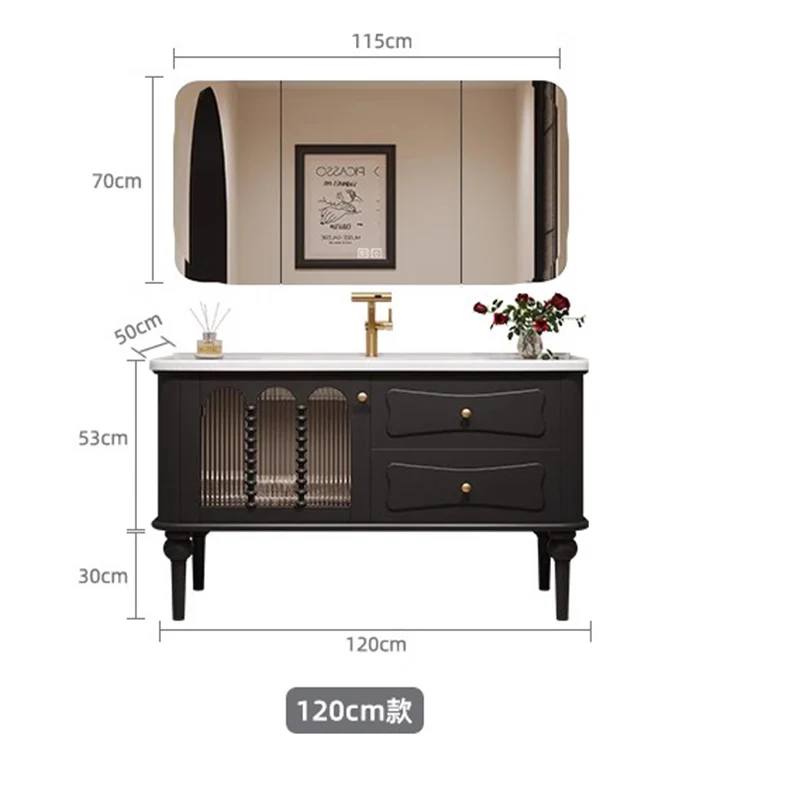 Drawer French Cabinet Vintage Vanity Wall Vertical Luxury Organizer Bathroom Mirror Storage Sink Szafka Bathroom Furniture