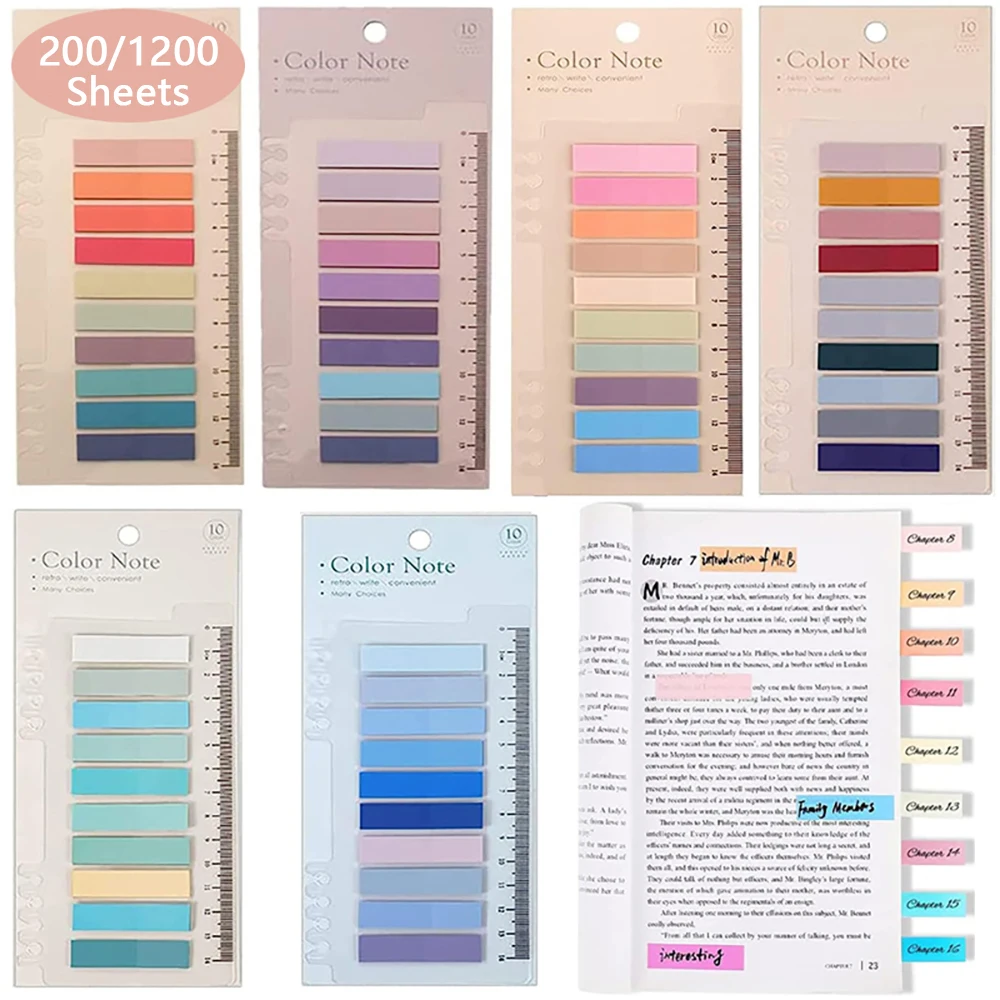 200/1200Sheets Writable Sticky Tabs Book Tabs Page Markers Translucent Sticky Note Post It Stick Annotation Index