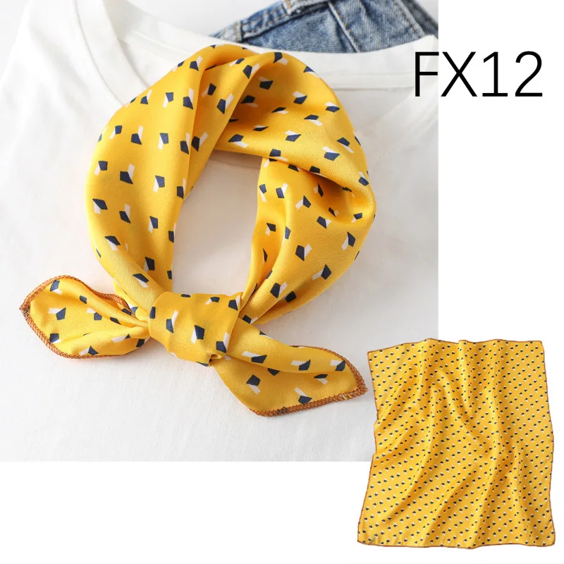 Women scarf  50*50cm Square Skinny Retro Head small size silk hair scarves NeckerChief office lady print shawls foulard 6