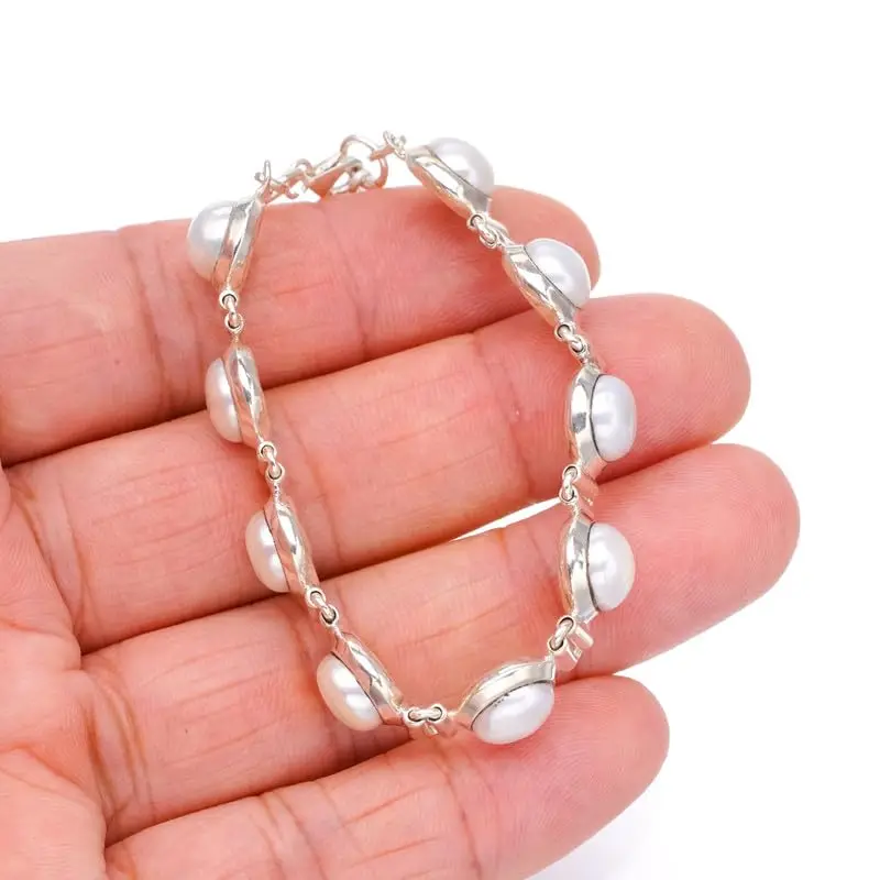 

StarGems Natural River Pearl Handmade 925 Sterling Silver Bracelet 6-7 1/2" F6823