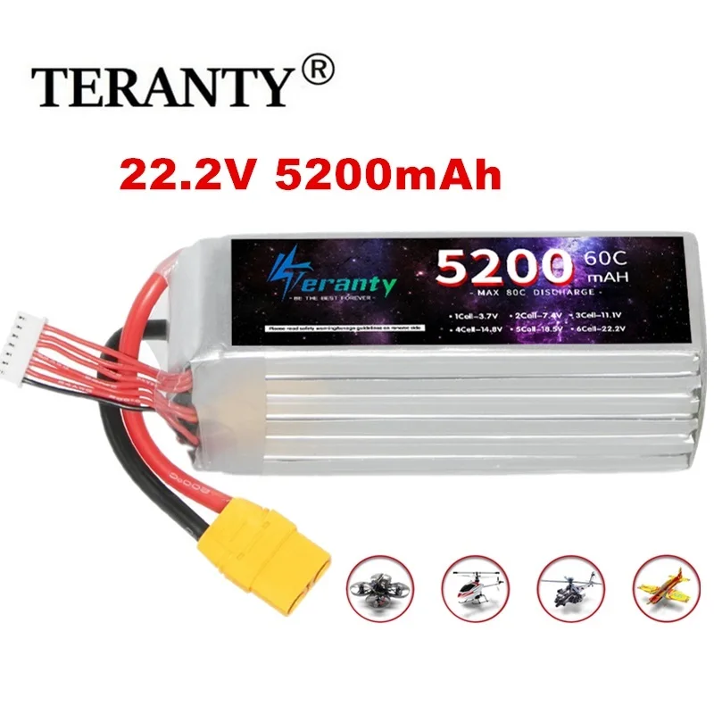 Batterie LiPo 5200mAh 22.2V 6S pour Drone RC EC5/XT90/XT60/TRX/T