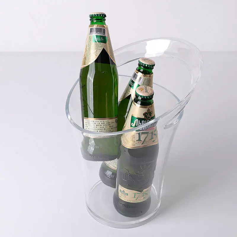 1Pcs 3.2L 플라스틱 병 쿨러 아이스 버킷 및 6Pcs 175ml 플라스틱 와인 잔 로고가 있는 샴페인 컵 임페리얼 샴페인 플루트