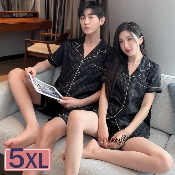 Summer Short Silk Pajama For Men 2pc Large 5XL Short Set 3xl Luxury Pijama Hombre Loungewear Homewear pajamas set silk pajamas man pajamas set