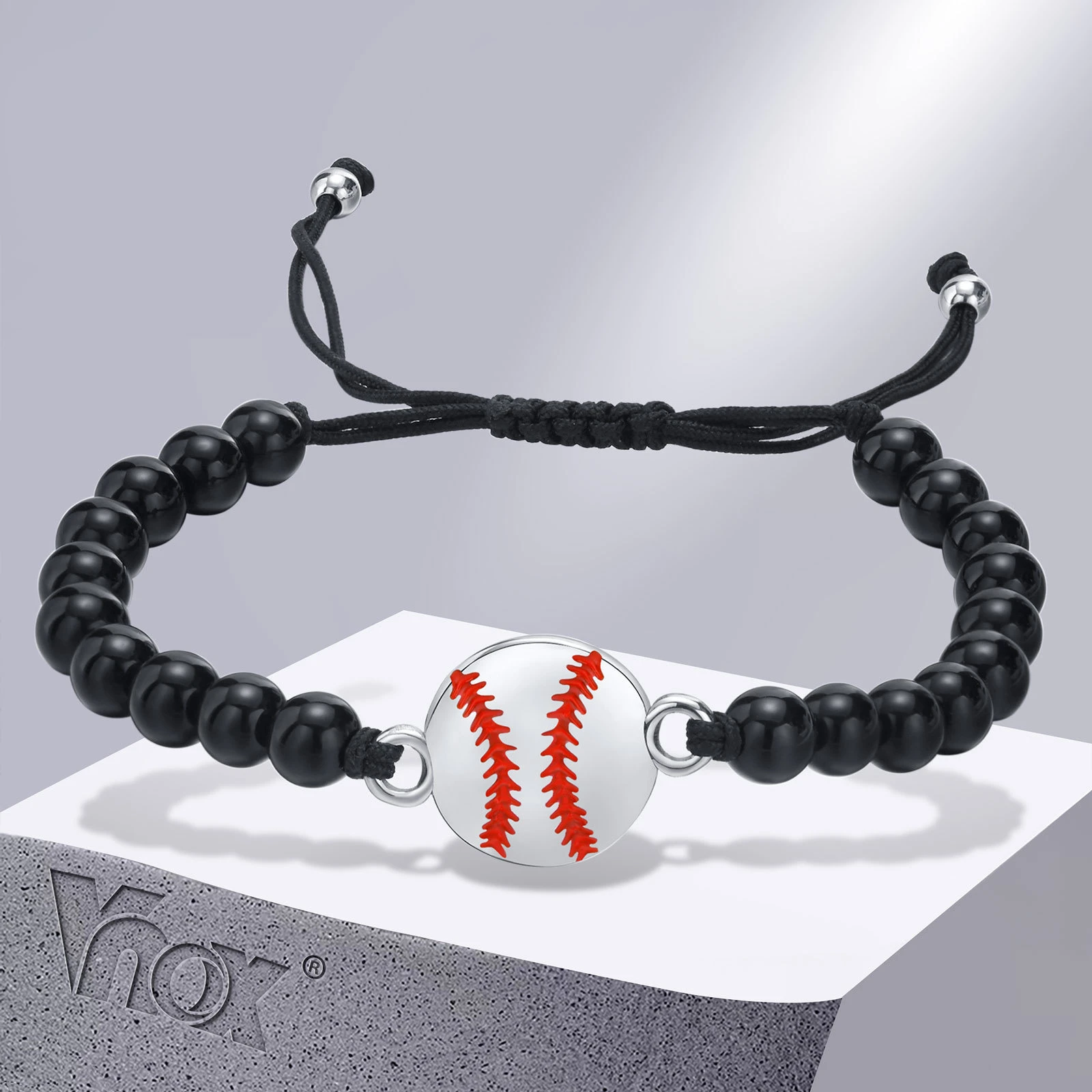 Vnox Pulseras abalorios de béisbol para hombre y mujer, pulsera para amantes los juegos, de cuerda de nailon trenzada ajustable, regalo para hijo y marido| | - AliExpress