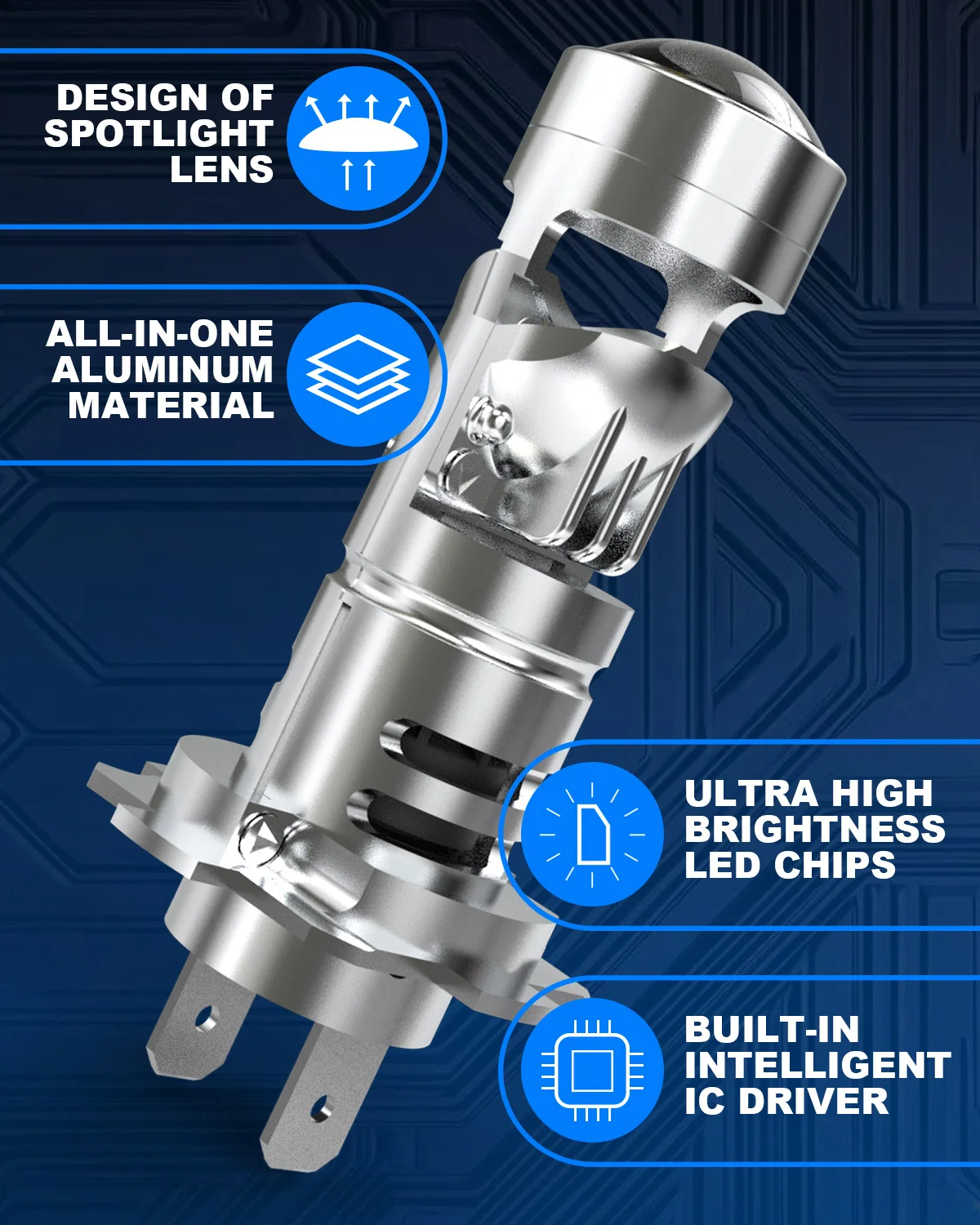 카투르 2개 H7 LED 자동차 헤드라이트 프로젝터 렌즈 포함 강력한 주간 주행등 DRL DC 12V 어댑터 불필요 55W H7 교체용