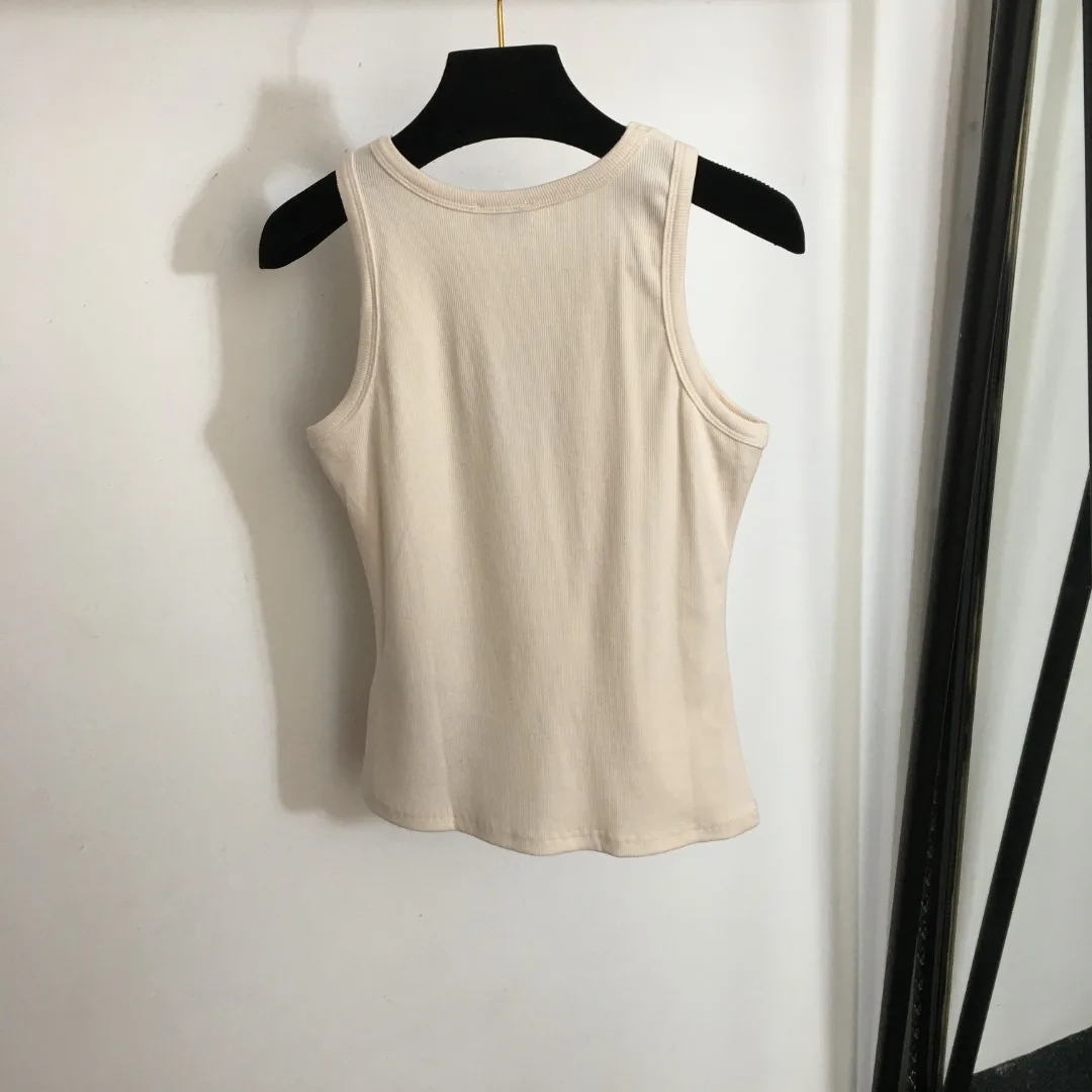 

Универсальный облегающий жилет из чистого хлопка с надписью и стразами, Модный Универсальный женский роскошный изящный мягкий и удобный