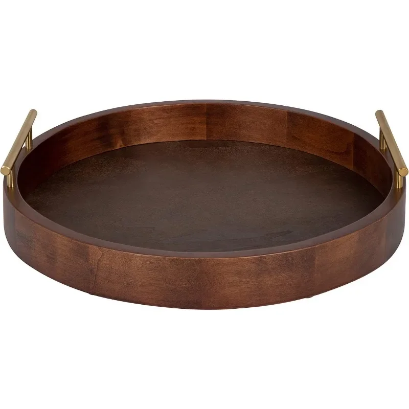 Medieval Modern Circular Wooden Tray, Diameter 15.5 Inches, Decorative Tray 3